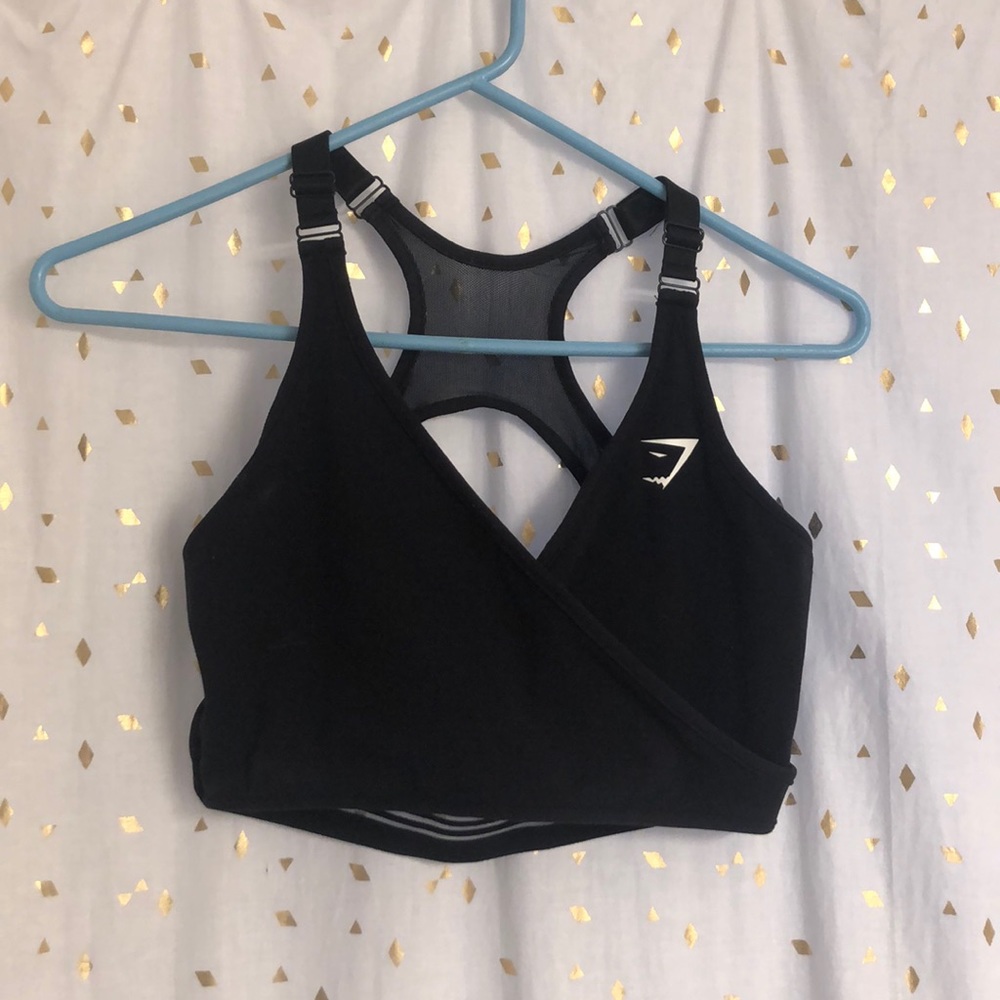 Gymshark backless black bra mesh adjustable!!